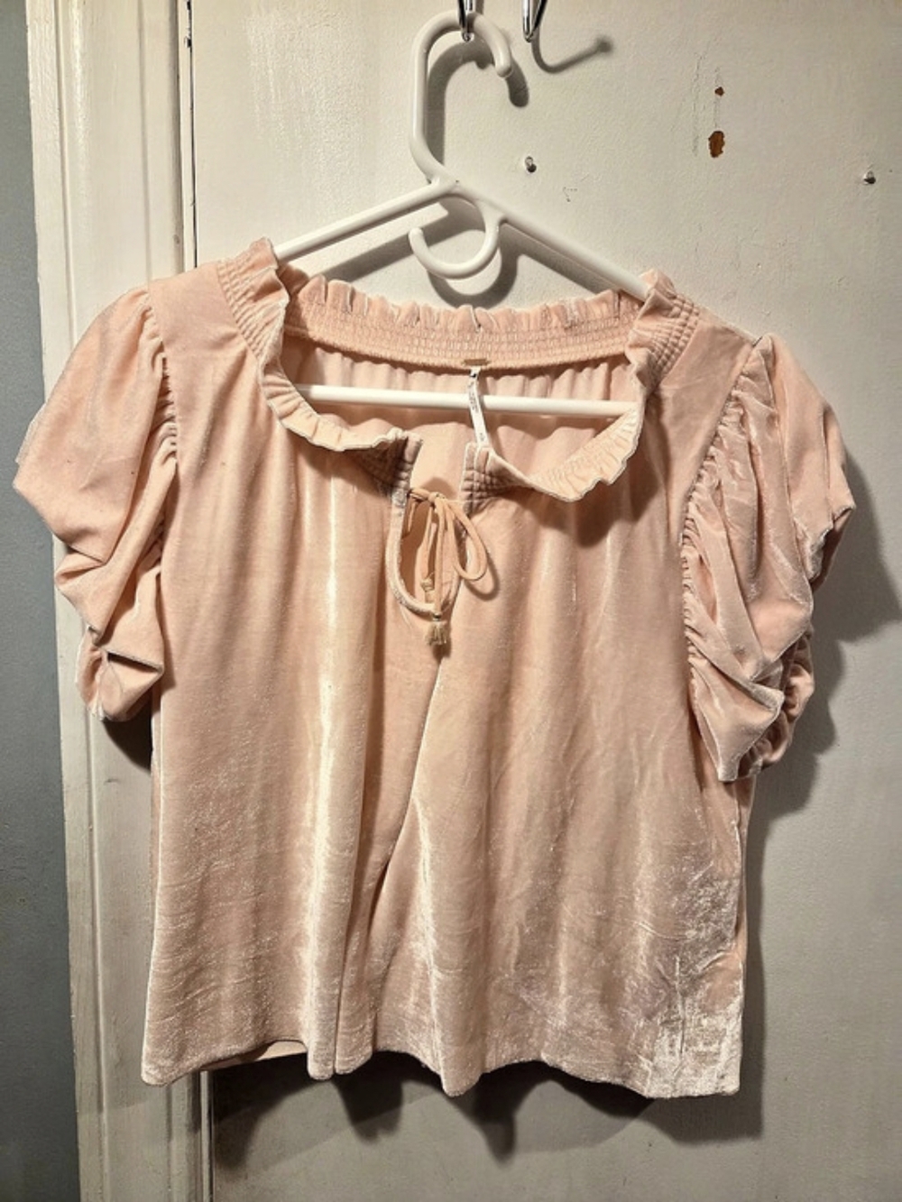 Free People Terese Top Pink Short Sleeve Blouse Size Small
